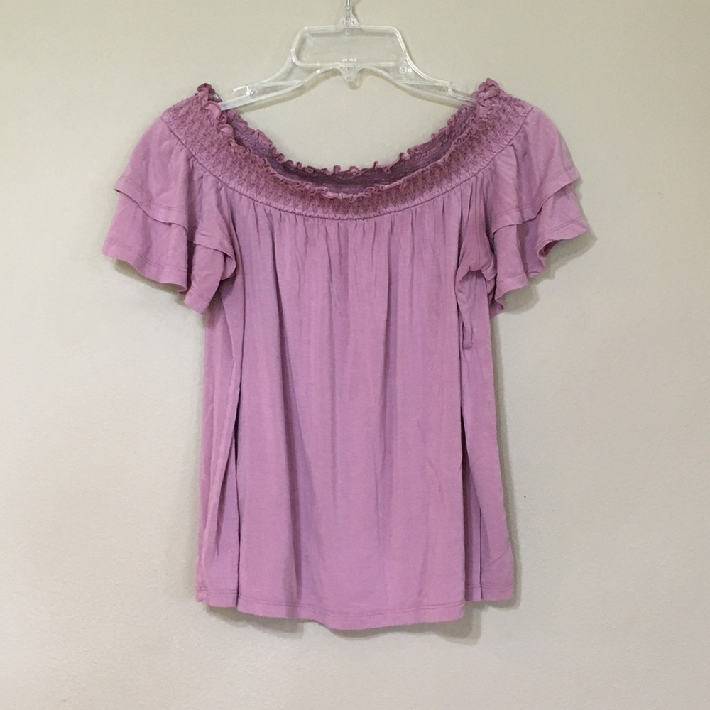 AE Mauve Ruffle Blouse
